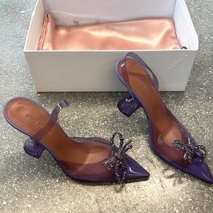 Amina Muaddi Rosie Glass PVC AM Tanzanite Slingback Heels